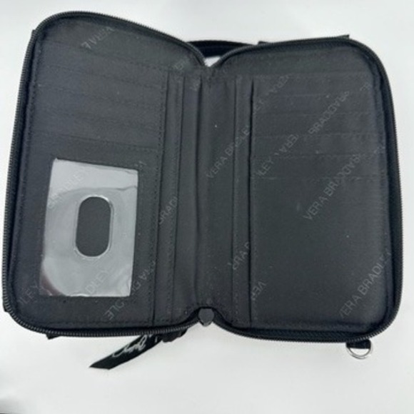 Vera Bradley Black Quilted Wallet Crossbody Wristlet Phone Purse - Picture 6 of 9